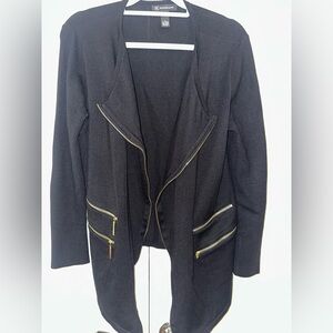 INC International Concepts Black Blazer with Gold Accents